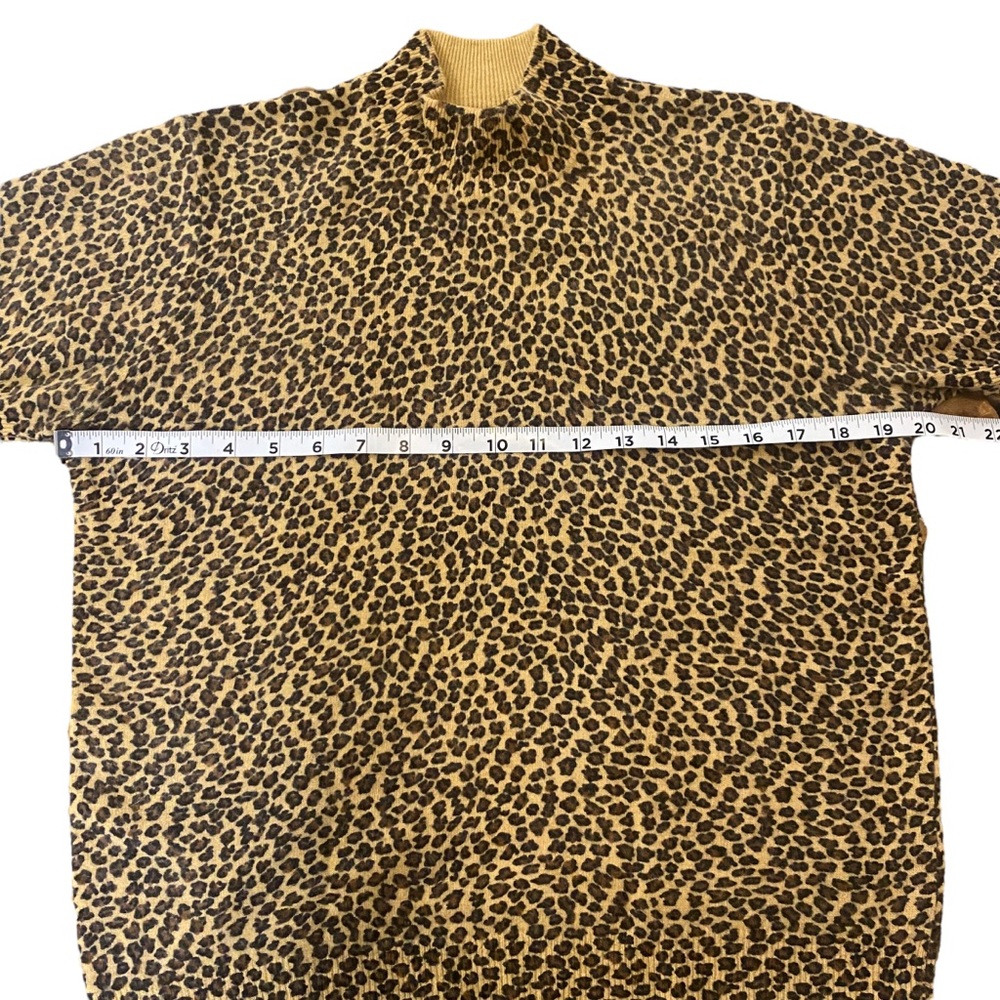 Vintage Nina Leonard Size Large Leopard short sleeve wool shirt mock neck - Picture 5 of 7